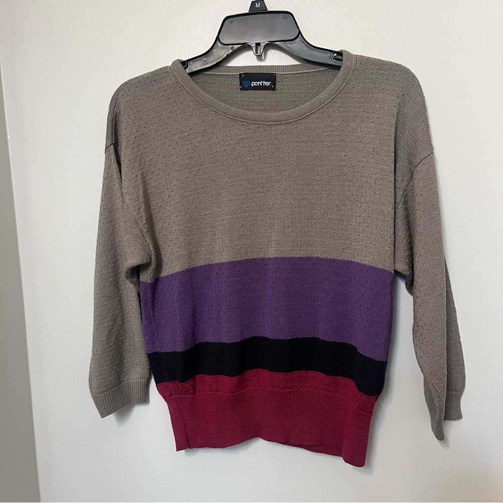 Panter vintage colorblock stripe made in USA sweater women’s small‎ EUC